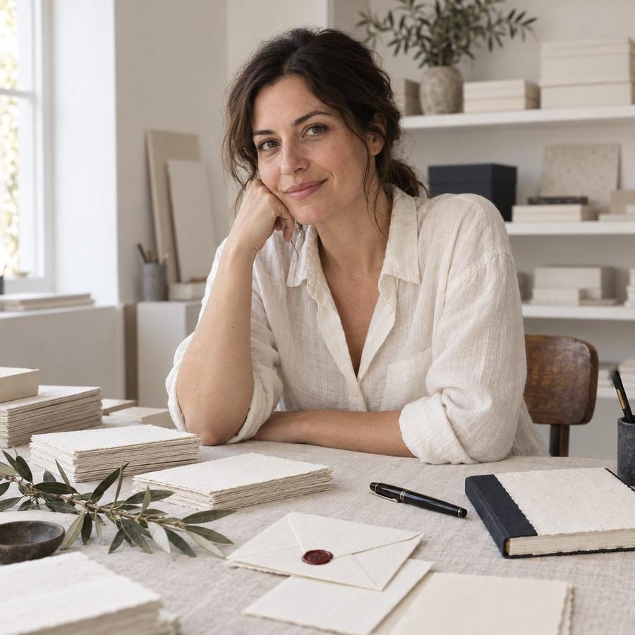 Francesca Rinaldi, wedding planner, alla sua scrivania